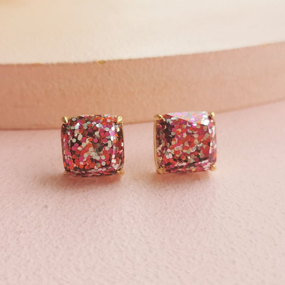 Alicia Bonnie - Sugarcube Purple Glitter Purple Earrings - NEW